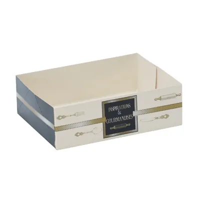 Caissette pâtissière carton sans couvercle Inspirations et gourmandises 18 x 12 x 5 cm - Lot de 100 - Boîtes pâtissières, Caissettes pâtissières
