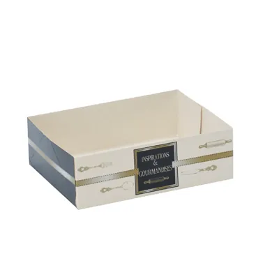 Caissette pâtissière carton sans couvercle Inspirations et gourmandises 16 x 12 x 5 cm - Lot de 100 - Boîtes pâtissières, Caissettes pâtissières