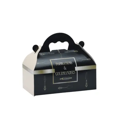 Boîte pâtissière carton avec poignée 10 x 18 x 7 cm Inspirations et gourmandises - Caissette pâtissière à poignée - Lot de 50 - Boîtes pâtissières, Caissettes pâtissières-2
