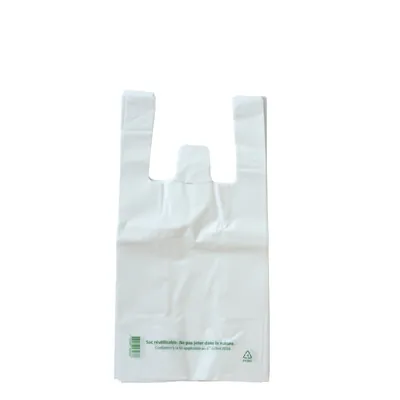 Sac bretelle plastique réutilisable blanc PEBD 6L 50μ 20 x 10 x 40 cm - Lot de 1000 - Sacs plastique bretelles-2