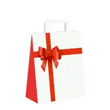 Sac cadeau blanc noeud rouge poignées plates 22 x 10 x 29 cm - Sac cadeau papier - Lot de 50 - Sacs cadeaux Saint-Valentin, Pochettes cadeaux Saint-Valentin