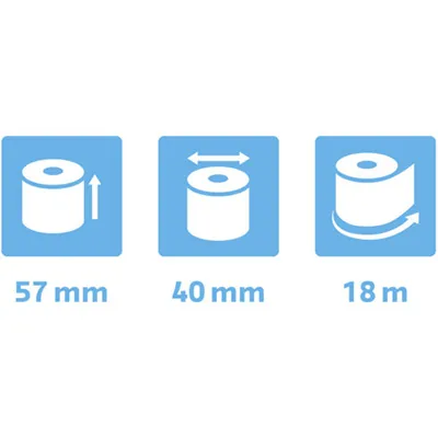 Bobine thermique - Rouleau TPE - Papier thermique 57 x ø 40 mm x L 18 m, mandrin 12 mm - Lot de 20 - Rouleaux TPE, Bobines thermiques-2