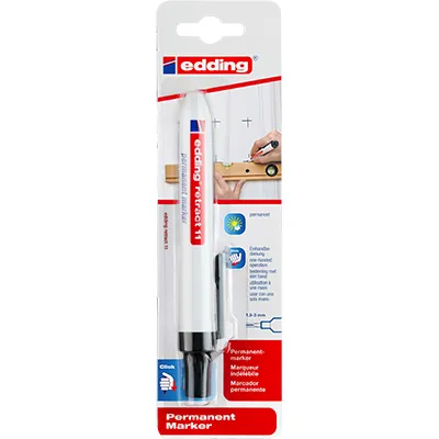 Marqueur Permanent Retractable Edding e-11 - Pointe ogive 1,5-3 mm - Noir - Marqueurs, Feutres craies