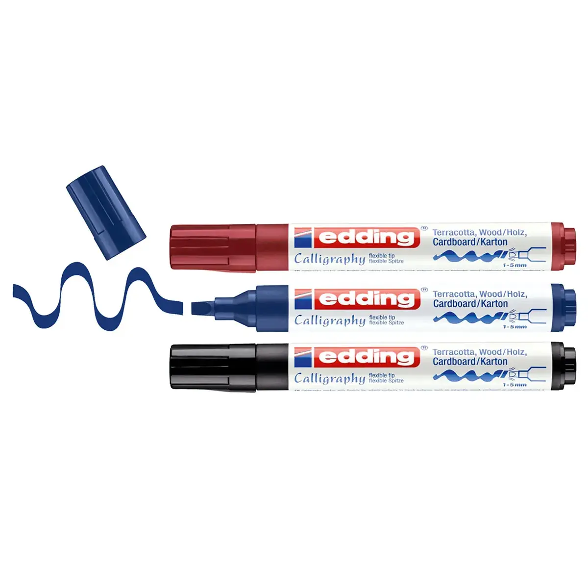 Feutres calligraphie Edding E-1455 assortis – Pointe 1,5 à 3 mm – Paquet de 3 - Marqueurs-4