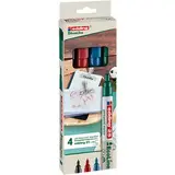 Marqueurs permanents Edding E-25 EcoLine recyclés – Pointe fine 1 mm – Paquet de 4 - Marqueurs