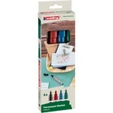Set de 4 Marqueurs Permanents en Plastique recyclé Edding e-25 Assortis - Pointe fine 1 mm - Par 4 - Marqueurs, Feutres craies