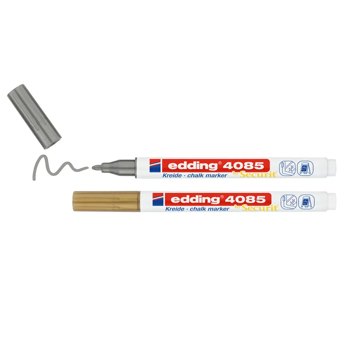Marqueurs craie or & argent liquide Edding 4085 – Pointe ronde 1–2 mm – Paquet de 2 - Marqueurs-4