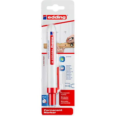 Marqueur permanent rouge rétractable Edding E-11 pointe ronde – Marquage 1,5 à 3 mm - Marqueurs