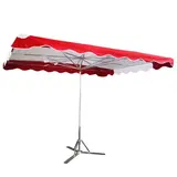 Parasol professionnel de marché - Parasol forain - Rouge / Blanc - 300 x 250 cm - armature alu, toile + housse - Parasols de marché, Parasols forains