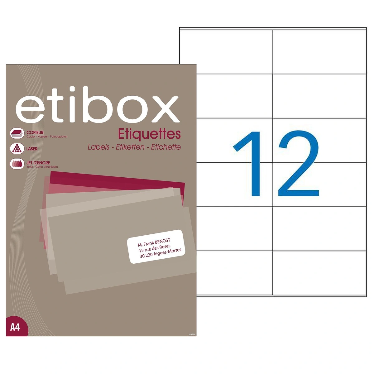 1200 Étiquettes adhésives blanches multi-usages 105 x 48 mm Etibox - Étiquettes adhésives neutres-2