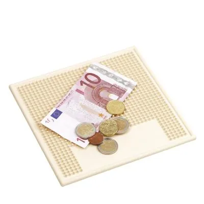 Ramasse-monnaie antidérapant à picots 18 x 18 cm - Beige - Tiroirs caisses