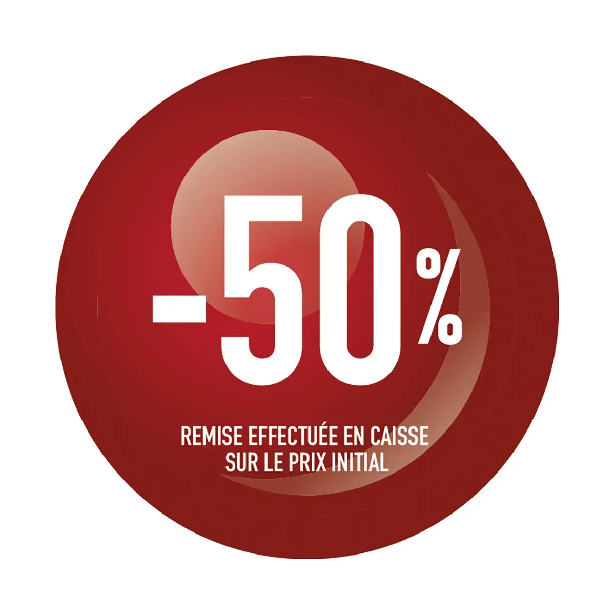 Sticker Soldes “-50%” Rouge – Pastille adhésive ø10mm - Lot de 500 - Étiquettes adhésives Soldes, Étiquettes promotionnelles