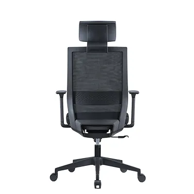 Fauteuil de bureau ergonomique noir NEW YORK - synchrone 3 positions – translation d’assise, appui-tête réglable, accoudoirs 3D - base métal chromé - Sièges de bureaux-2