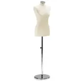 Mannequin couture femme - buste couture femme, taille 38/40, pied métal chromé rond, beige - Bustes mannequins femmes