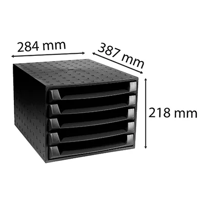 Module de classement 5 tiroirs Eco Black noir 38,7 × 28,4 × 21,8 cm - Corbeilles à courrier, Modules de classement-3