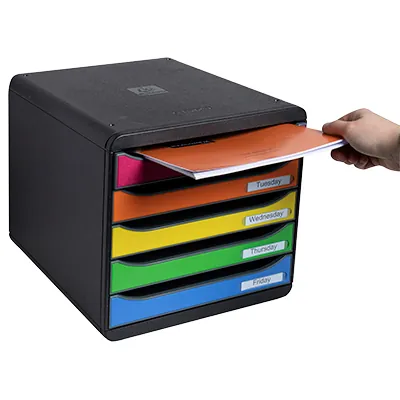 Bloc de classement Iderama noir/arlequin 34,7 × 27,8 × 27,1 cm - Corbeilles à courrier, Modules de classement-5