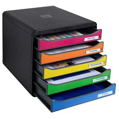 Bloc de classement Iderama noir/arlequin 34,7 × 27,8 × 27,1 cm - Corbeilles à courrier, Modules de classement-6
