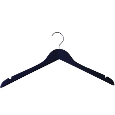 Cintre bois noir avec encoches 44,5 cm - Cintre chemise - Cintre robe - Lot de 3 - Cintres bois