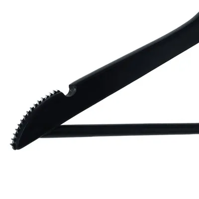 Cintre bois laqué noir antiglisse avec barre et encoches 45 cm - Cintre chemise - Cintre costume - Lot de 3 - Cintres bois-2