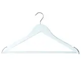 Cintre bois blanc laqué antiglisse avec barre et encoches 45 cm - Cintre chemise - Cintre costume - Lot de 3 - Cintres bois