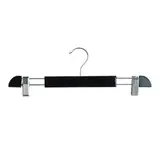 Cintre bois noir avec pinces réglables métal 36 cm - Cintre jupe - Cintre pantalon - Lot de 3 - Cintres à pinces