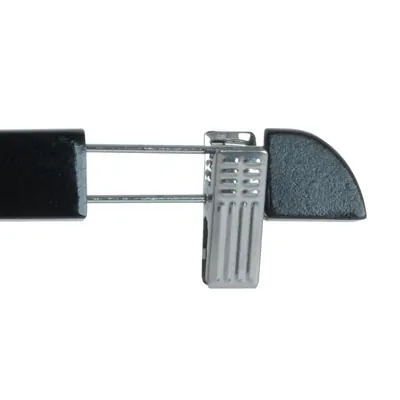Cintre bois noir avec pinces réglables métal 36 cm - Cintre jupe - Cintre pantalon - Lot de 3 - Cintres bois-2