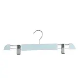 Cintre bois blanc avec pinces réglables métal 36 cm - Cintre jupe - Cintre pantalon - Lot de 3 - Cintres bois