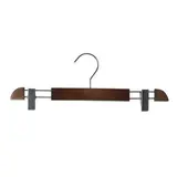 Cintre bois vintage foncé avec pinces réglables métal 36 cm - Cintre jupe - Cintre pantalon - Lot de 3 - Cintres bois