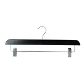 Cintre bois noir avec pinces réglables métal 40 cm - Cintre jupe - Cintre pantalon - Lot de 3 - Cintres bois