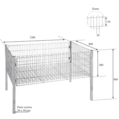 Bac soldeur sur pied fil zinc 120 x 80 x 80 cm - Soldeur corbeille - Bac de fouille - Bac soldeur - Bacs soldeurs, Bacs de fouille-2