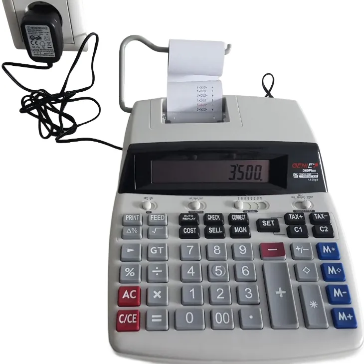 Calculatrice imprimante GENIE D69 PLUS 12 chiffres, impression rouge / noir, avec adaptateur - Calculatrices imprimantes, Calculatrices de bureau, Calculatrices de poches-2