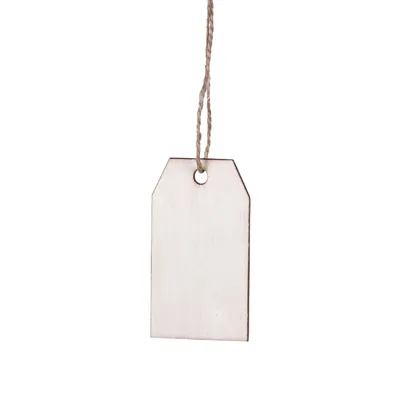 Étiquette américaine bois angles biseautés avec lien jute 5 x 3 cm – Paquet de 24 - Etiquettes américaines