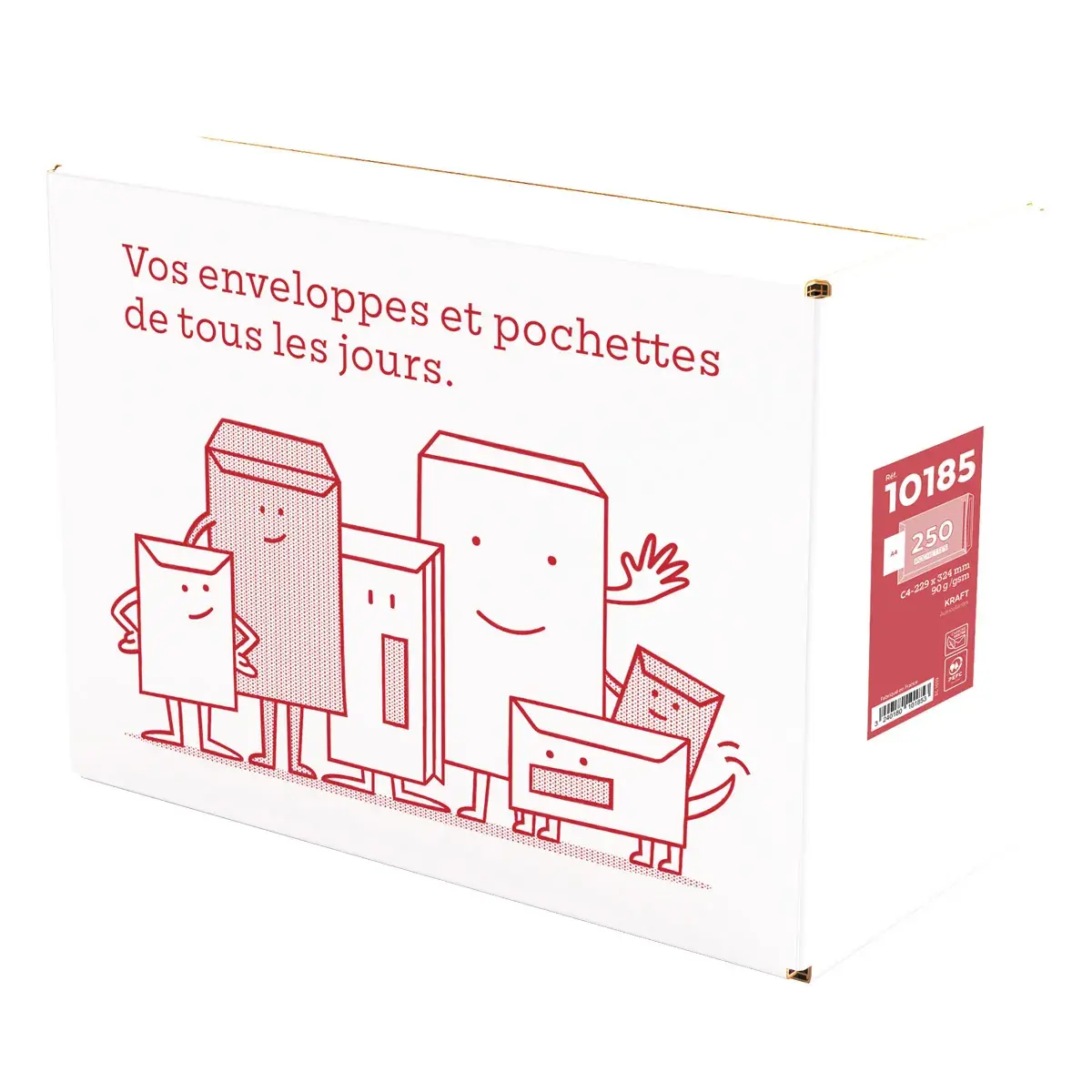 Pochette C4 kraft brun sans fenêtre La Couronne 229 x 324 mm 90g – Boîte de 250 - Pochettes kraft-2