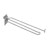 Broche double pour panneau rainuré avec tige porte-étiquette ø 5 mm x L 25 cm - Tige double - Métal - Chromé - Lot de 10 - Broches doubles pour panneaux rainurés