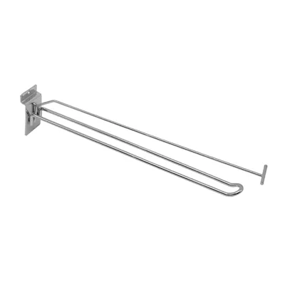 Broche double pour panneau rainuré avec tige porte-étiquette ø 5,6 mm x L 40 cm - Tige double - Métal - Chromé - Lot de 10 - Broches doubles pour panneaux rainurés