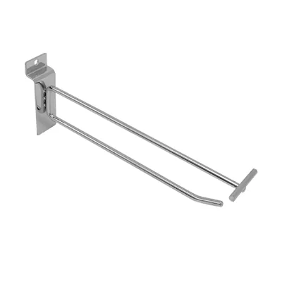 Broche simple pour panneau rainuré avec tige porte-étiquette ø 5 mm x L 20 cm - Tige simple - Métal - Chromé - Lot de 10 - Broches simples pour panneaux rainurés