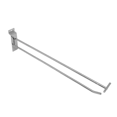 Broche simple pour panneau rainuré avec tige porte-étiquette ø 5,8 mm x L 35 cm - Tige simple - Métal - Chromé - Lot de 10 - Broches simples pour panneaux rainurés