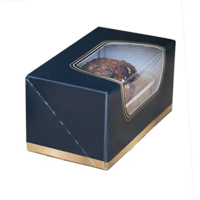 Boîte à bûche à fenêtre noir / or 20 x 11 x H 10 cm - Paquet de 25 - Boîtes à bûches