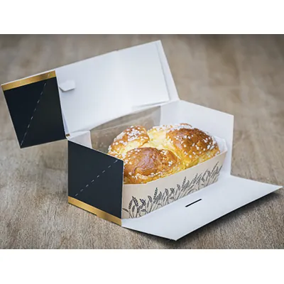 Boîte à bûche à fenêtre noir / or 20 x 11 x H 10 cm - Paquet de 25 - Boîtes à bûches-2