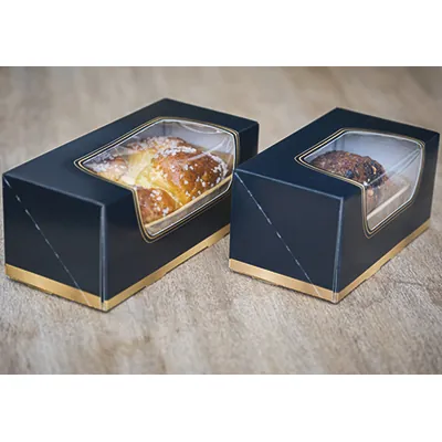 Boîte à bûche à fenêtre noir / or 20 x 11 x H 10 cm - Paquet de 25 - Boîtes à bûches-3