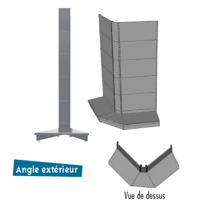 Tablette tôle d'angle extérieur - Ligne Store gris métallisé pas de 25 mm-2