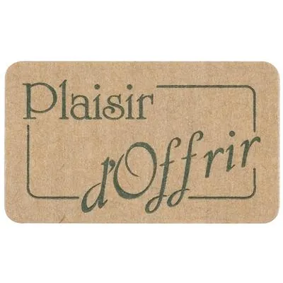 Étiquettes cadeaux adhésives Plaisir d'offrir Kraft brun 32 x 19 mm - Boite de 1000 - Étiquettes cadeaux adhésives