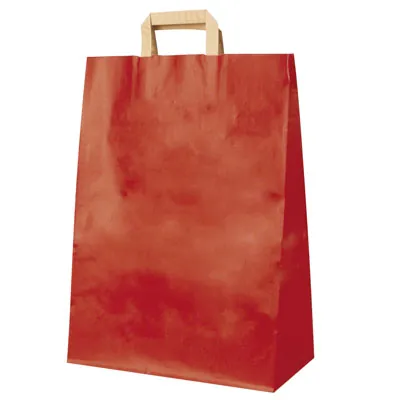 Sacs cabas kraft  - Sacs kraft couleur poignées plates