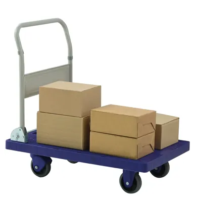 Chariot plateforme 90 x 60 x 89 cm 300kg - Chariot pliable - Chariot de manutention - Blanc / Bleu - Chariots de manutention-2