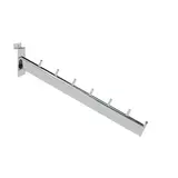 Bras incliné pour fond rainuré avec 7 crochets L 36 cm métal chromé tube ovale 30 x 15 mm - Bras