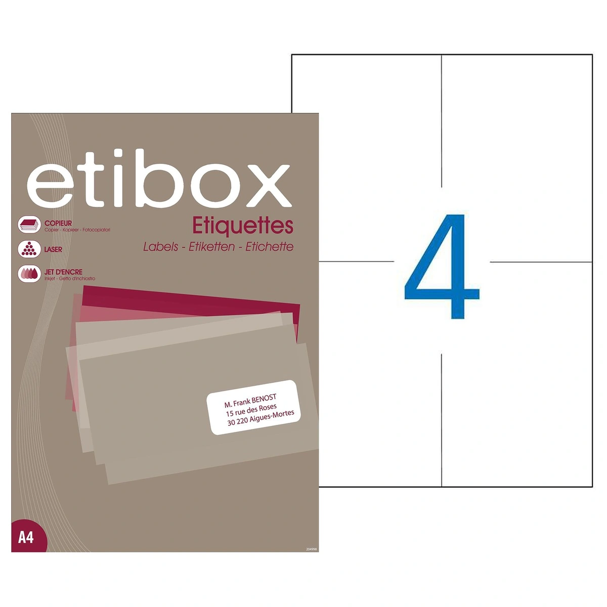 400 Étiquettes adhésives blanches multi-usages 105 x 148 mm Etibox - Étiquettes adhésives neutres-2