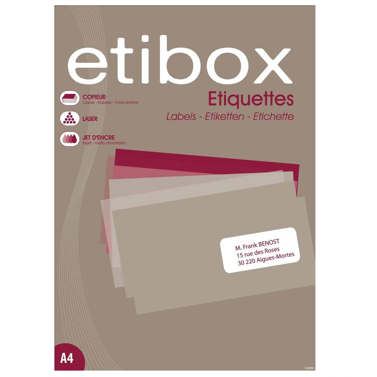 400 Étiquettes adhésives blanches multi-usages 105 x 148 mm Etibox - Étiquettes adhésives neutres