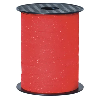Bolduc rouge pailleté 10 mm x 100 m « Broadway Rochetti » polypropylène – Ruban cadeau pailleté rouge frisable - Bolducs unis