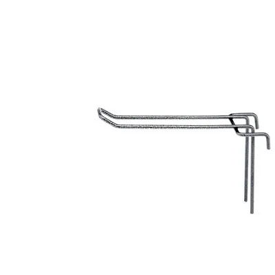 Broche double pour présentoir grille L 10 cm x ø 4 mm Métal chromé - Crochet double - Lot de 10 - Broches et Bras pour grilles