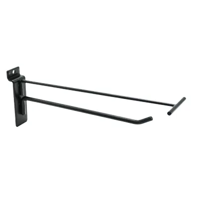 Broche simple pour panneau rainuré avec tige porte-étiquette ø 6 mm x L 20 cm - Tige simple - Métal - Noir - Lot de 10 - Broches simples pour panneaux rainurés